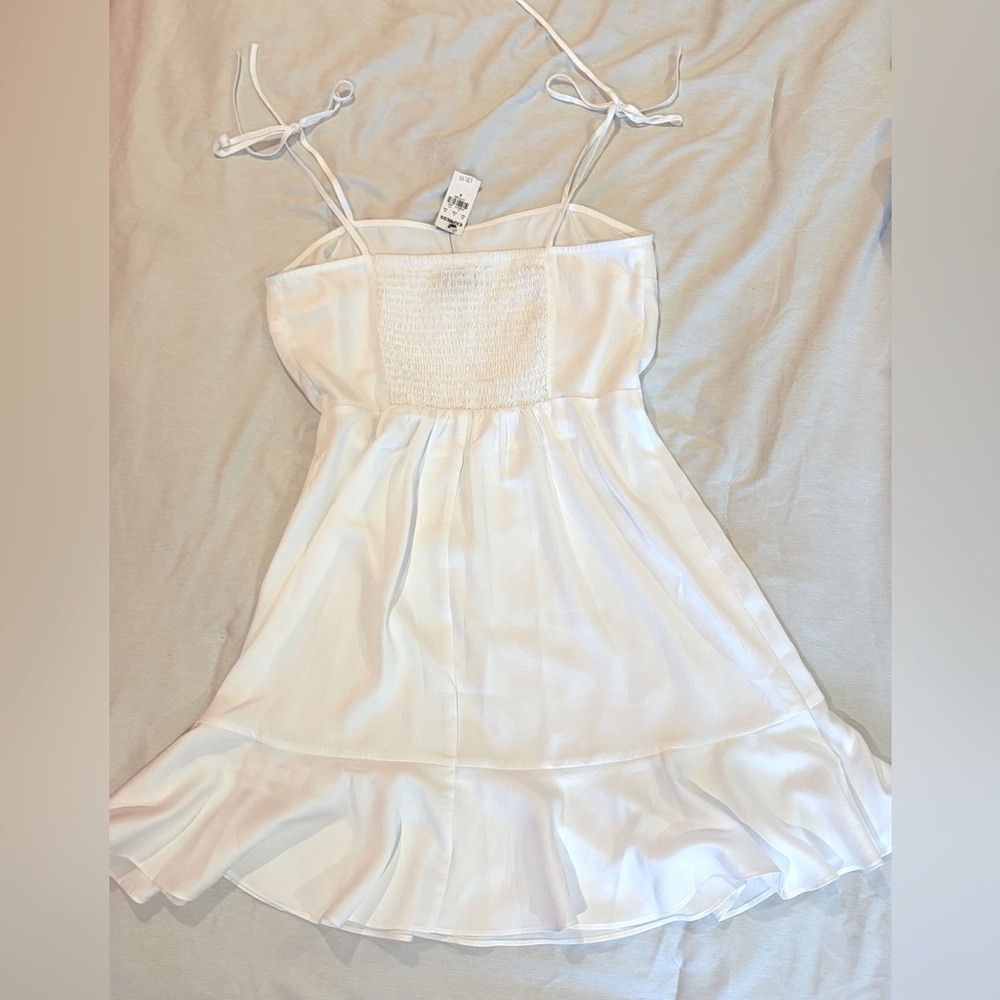 Express White Smocked Tie-Strap Sundress